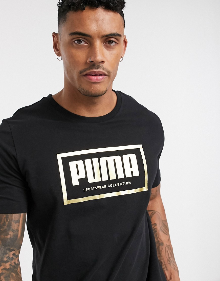 Puma – Svart t-shirt med logga i metallic