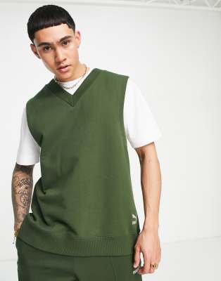 Puma sweater vest in forest green green- exclusive to asos