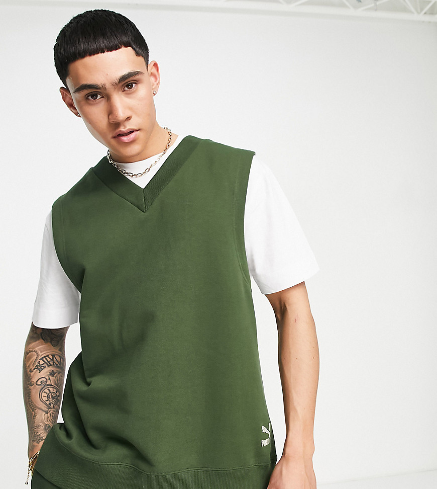 Puma sweater vest in forest green green- exclusive to asos