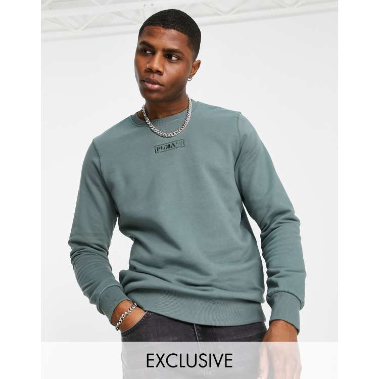 Puma Sweatshirt in verwaschenem Khaki mit aufgesticktem Logo exklusiv bei ASOS ASOS