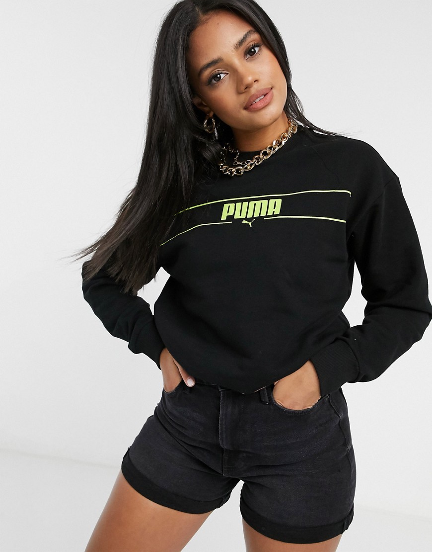 Puma - Sweatshirt met lange mouwen en ronde hals in zwart