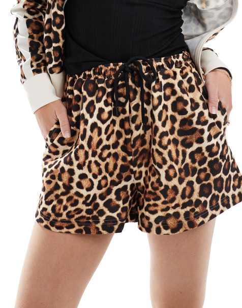 Puma boxy shorts in leopard print