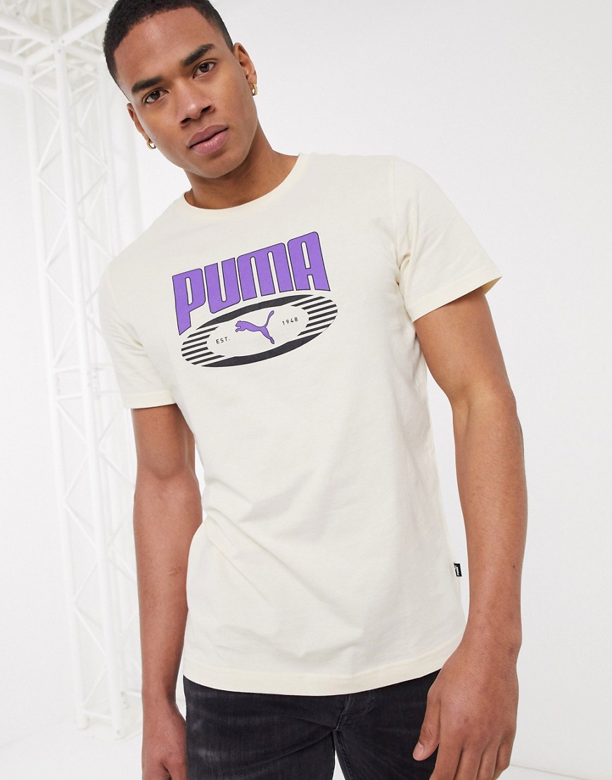Puma - T-shirt a maniche lunghe bianco fumo con logo