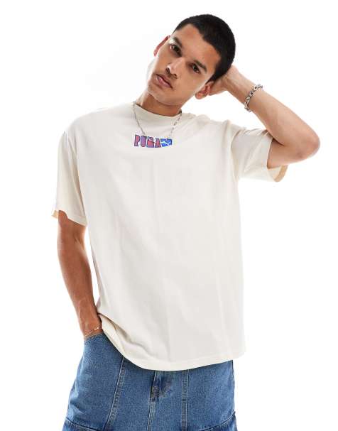 PUMA - T-shirt avec logo au centre - Blanc cassé - view 1