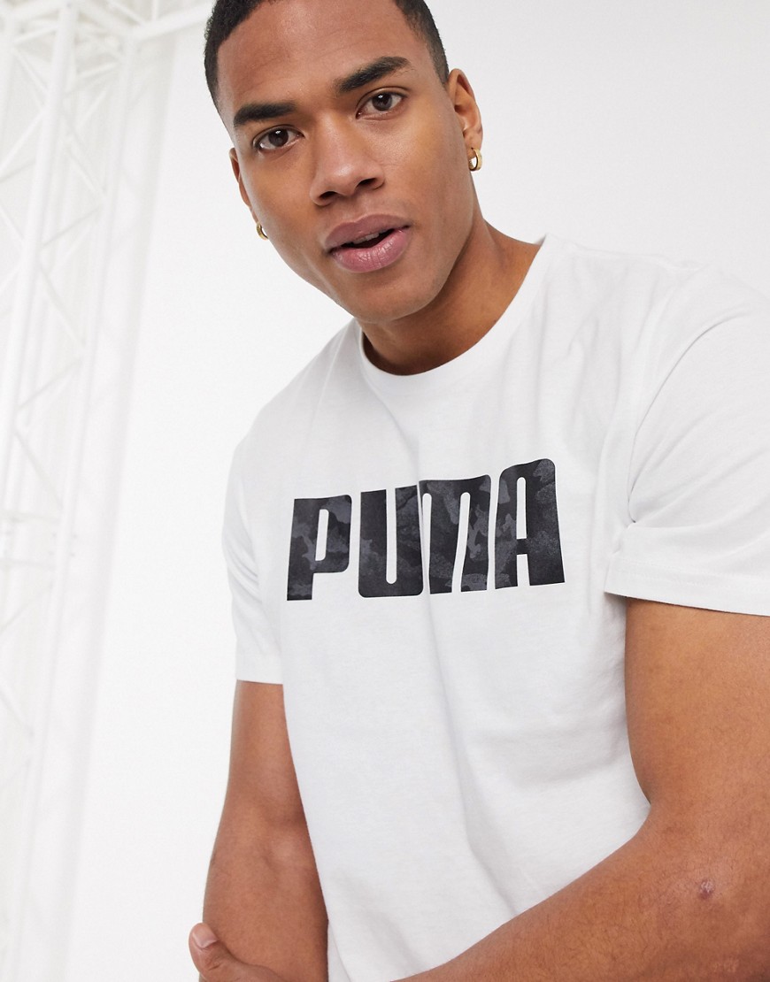 Puma - T-shirt bianca con logo-Bianco