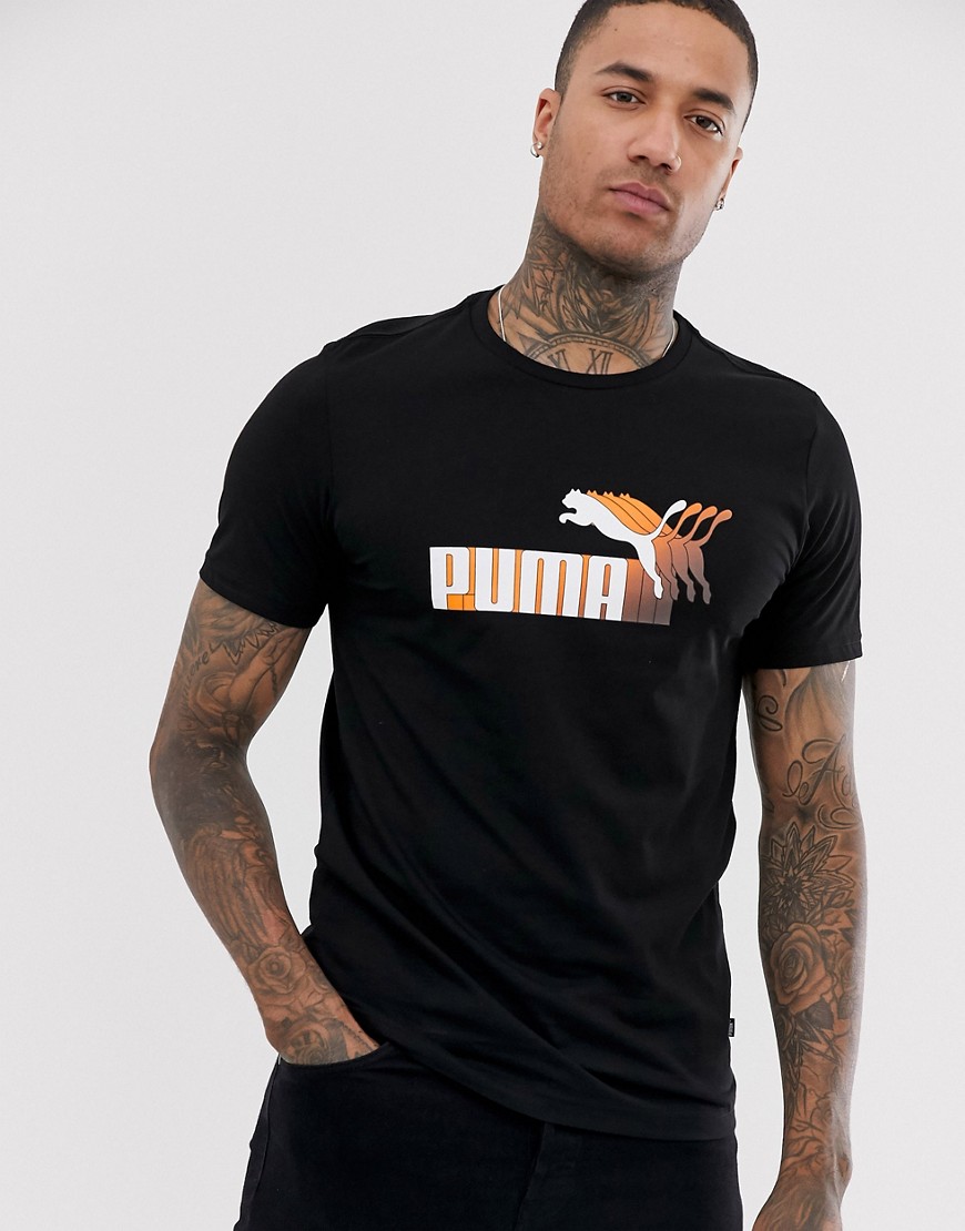 Puma - T-shirt con logo nera-Nero