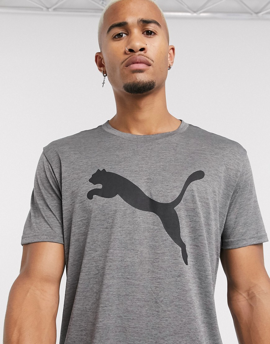 Puma - T-shirt grigia con logo-Grigio