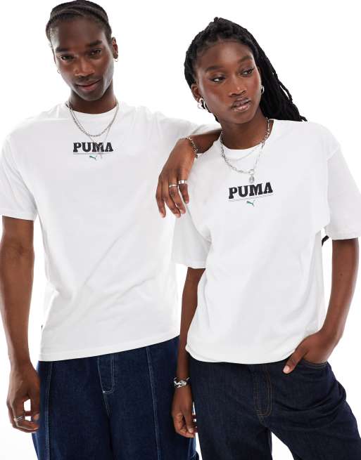 PUMA - T-shirt met logo in het midden in wit