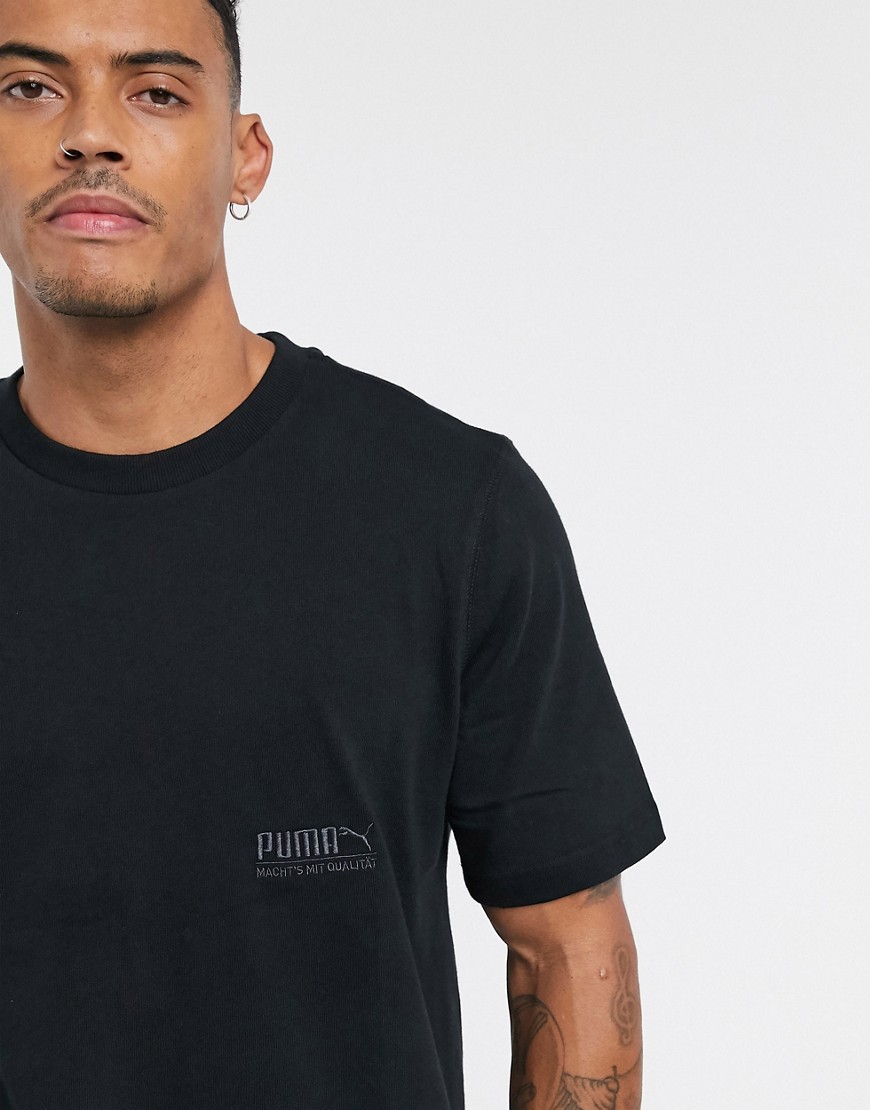 Puma - T-shirt nera oversize in jersey pesante-Nero