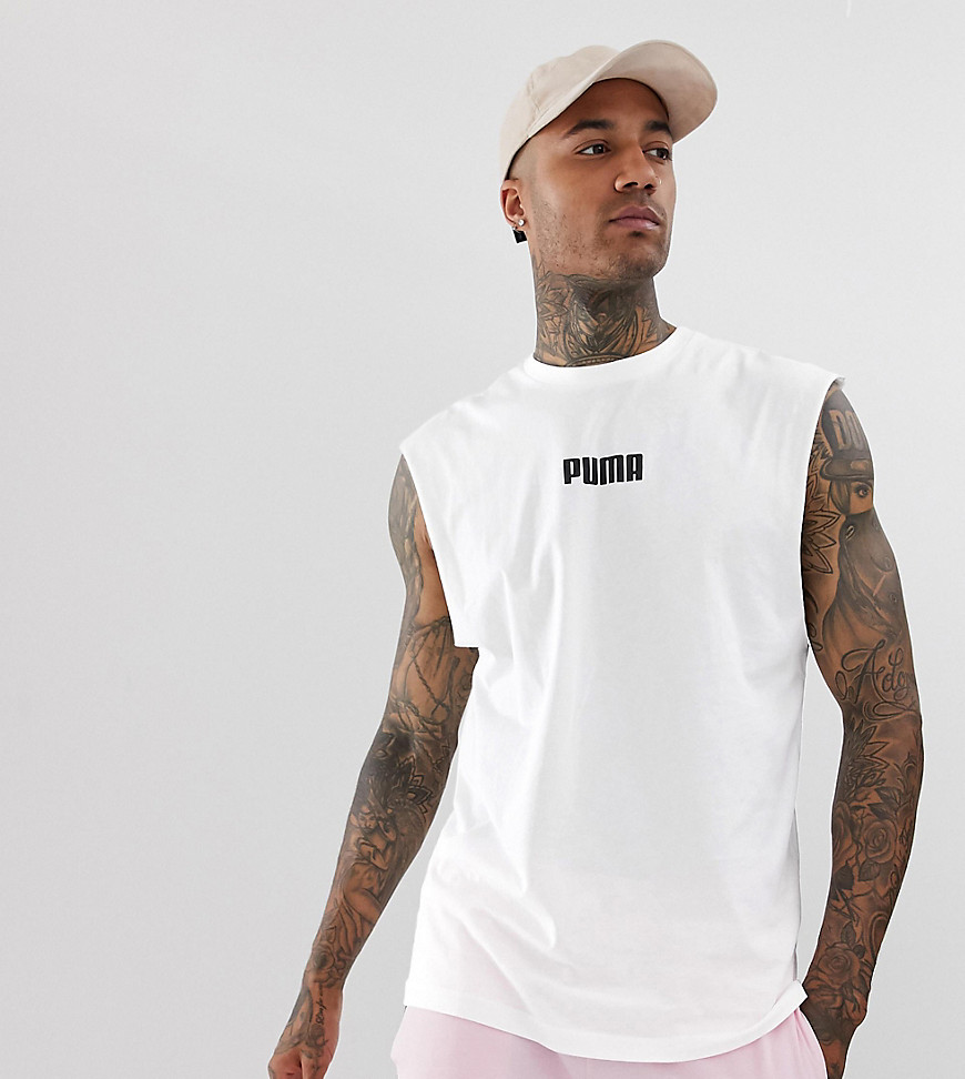 Puma - T-shirt senza maniche bianca - In esclusiva per ASOS-Bianco