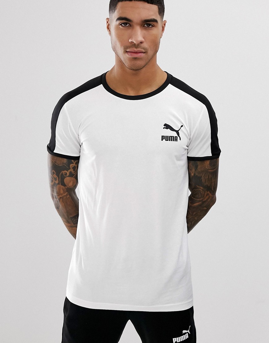 Puma - T-shirt T7 bianca attillata-Bianco