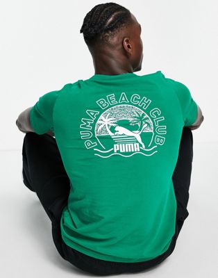 Puma t-shirt with beach back print in green