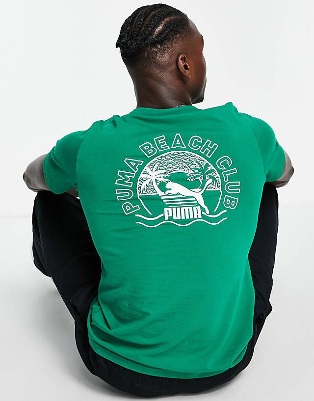 Puma - t-shirt with beach back print in green