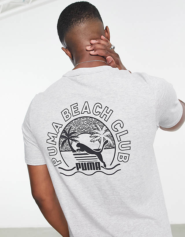 Puma - t-shirt with beach back print in grey - grey - grey