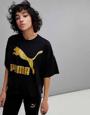 Puma T Shirt With Gold Logo Asos