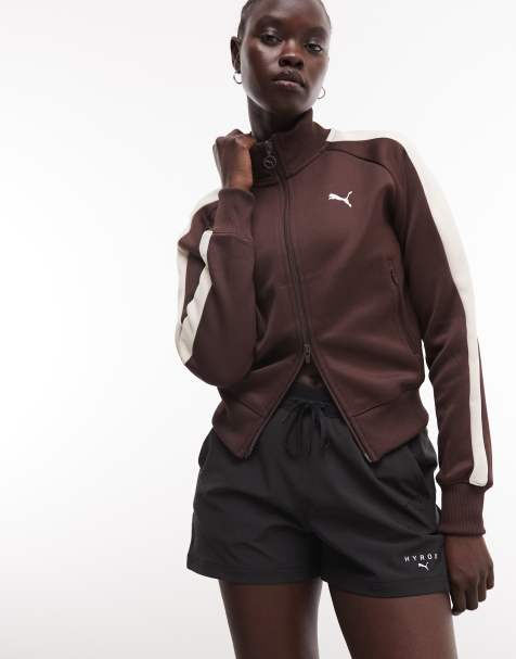 Puma T7 always on short track jacket in brown - view 1