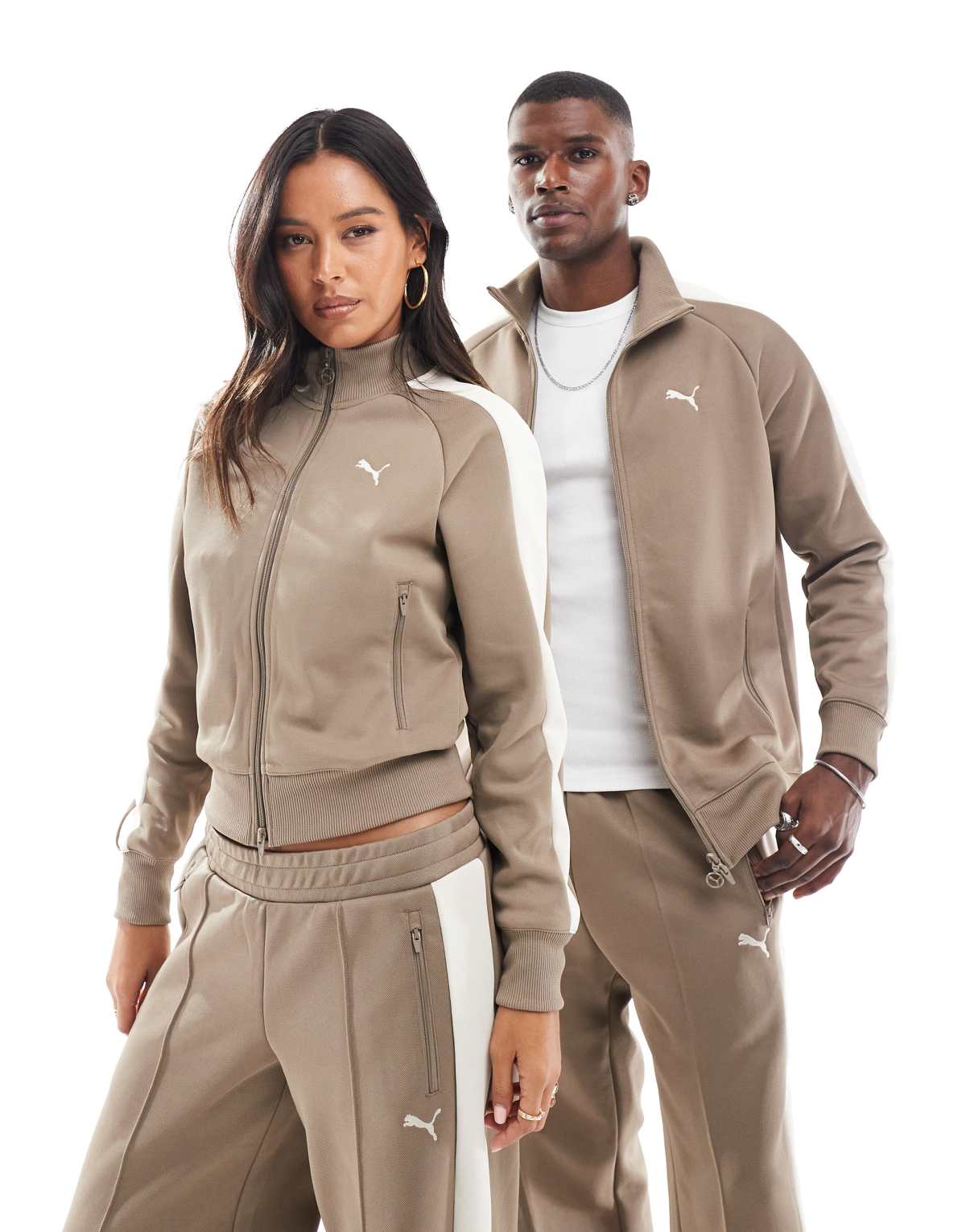Puma T7 always on short track jacket in totally taupe