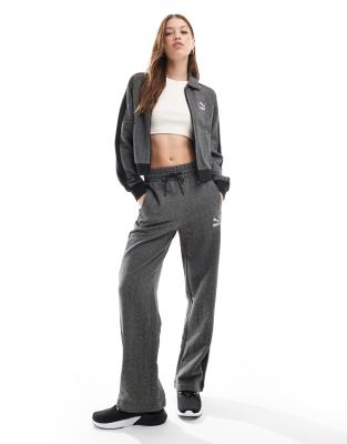 Puma T7 high waist track pants in puma black-alpine snow-Grey