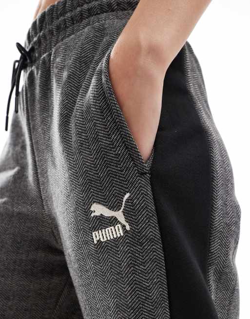 Puma T7 high waist track pants in puma black alpine snow