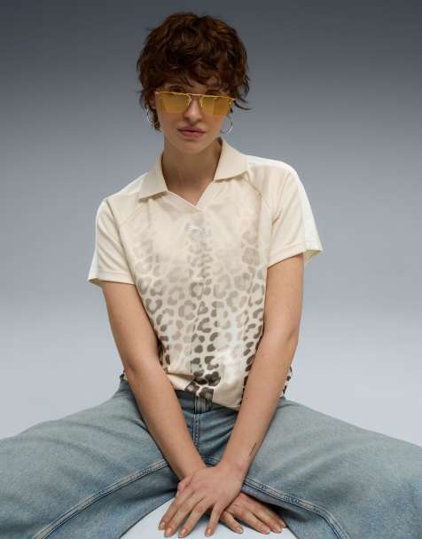 Puma T7 leo luxe relaxed football jersey in white relaxed shortsleeve crew neck in alpine snow-aop - view 1