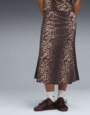 Puma T7 leo luxe track midi skirt in puma black