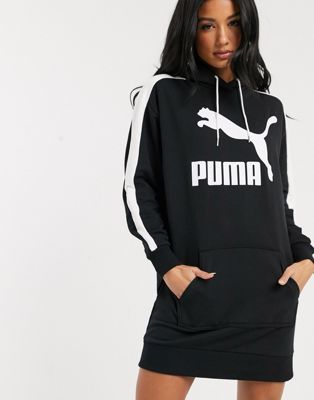 Puma T7 Logo sweat dress in black | ASOS