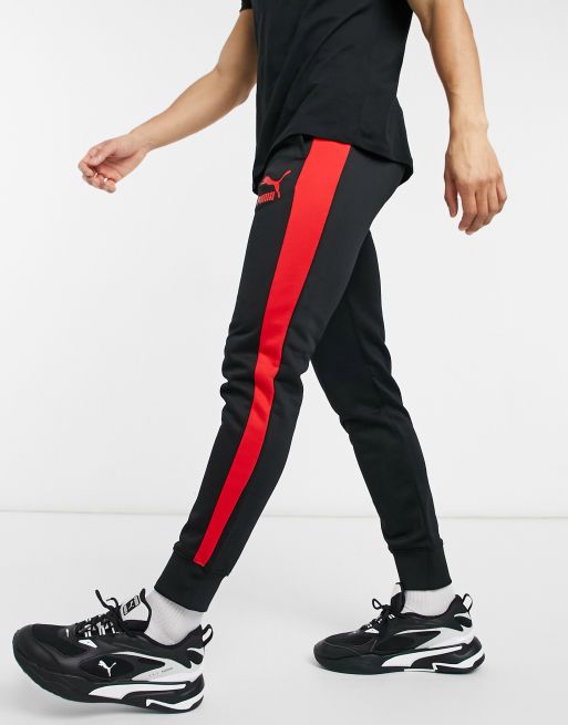 Puma T7 logo track pants in black