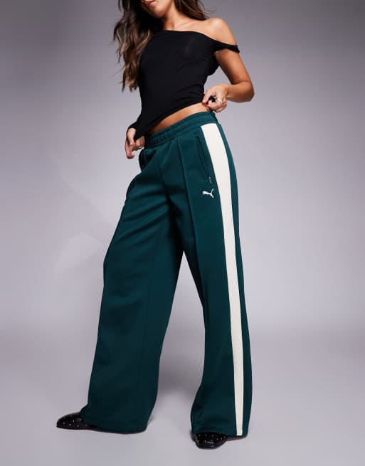 Puma T7 low rise track pants in green terrain