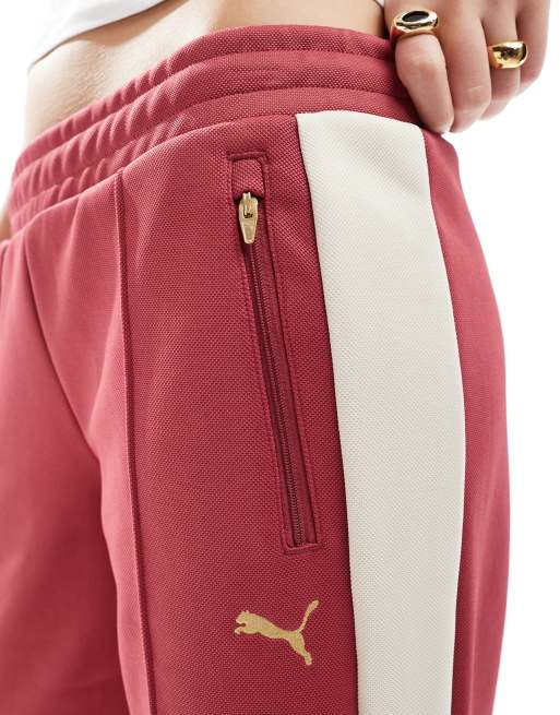 Puma T7 low rise track trousers co-ord in burgundy, 3 of 5
