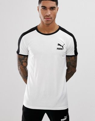 Puma T7 muscle fit t-shirt in white | ASOS