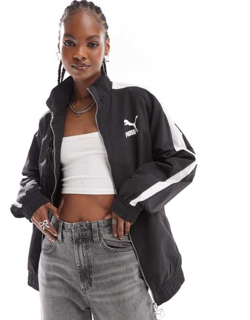 PUMA - T7 - Oversized geweven trainingstop in zwart