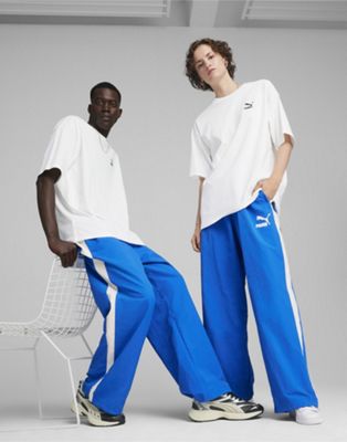 Puma T7 oversized track pants in blue