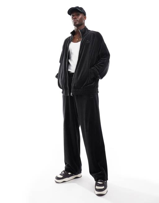 Puma T7 oversized velour tracksuit in black ASOS