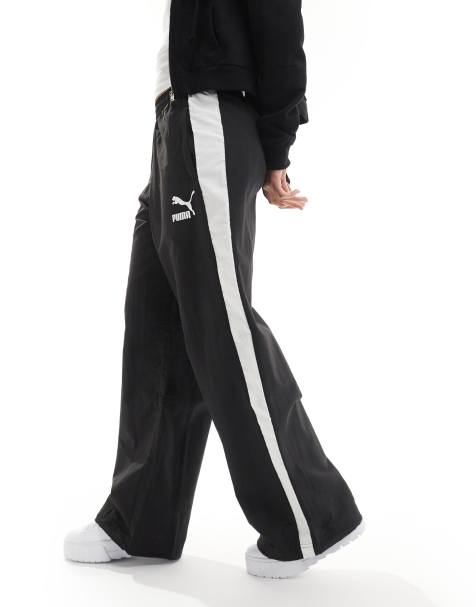 PUMA T7 oversized woven trackies in black - view 1
