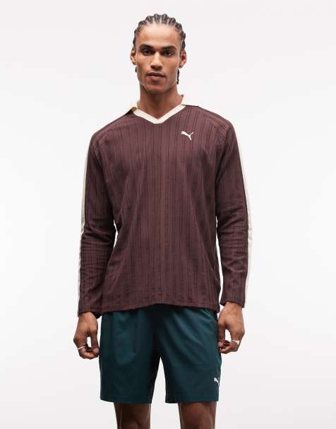 Puma T7 relaxed long sleeve polo in brown