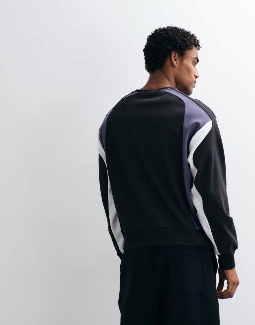 Puma T7 relaxed polo crew neck sweatshirt in black, 5 of 5
