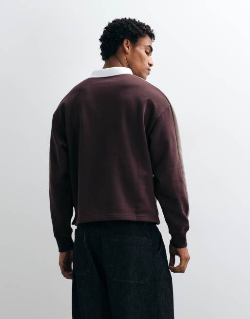 Puma T7 relaxed polo crew neck sweatshirt in brown, 5 of 5