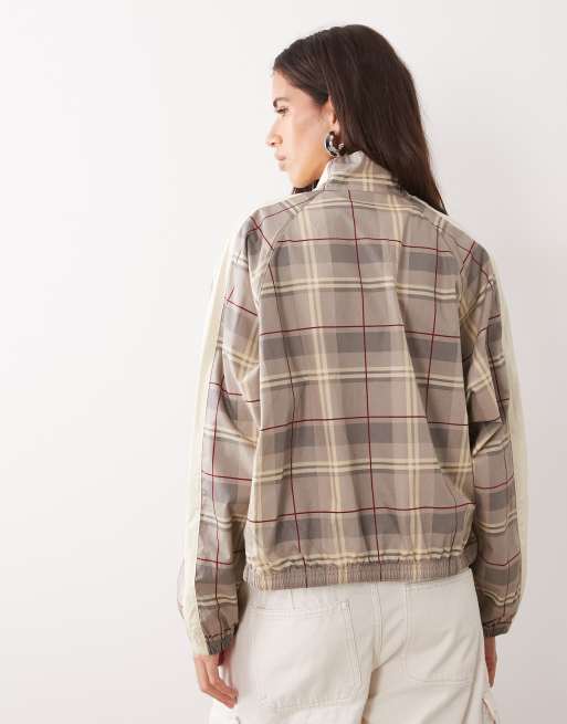Puma T7 relaxed tartan jacket in beige, 4 of 4