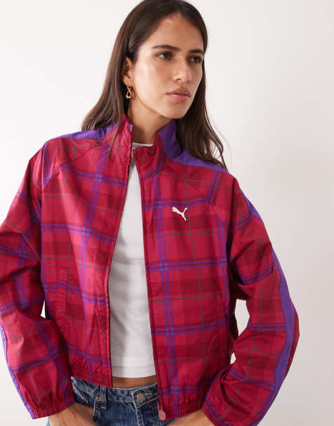 Puma T7 relaxed tartan jacket in red - view 1