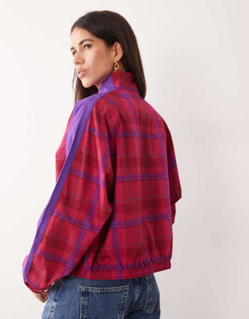 Puma T7 relaxed tartan jacket in red, 4 of 4