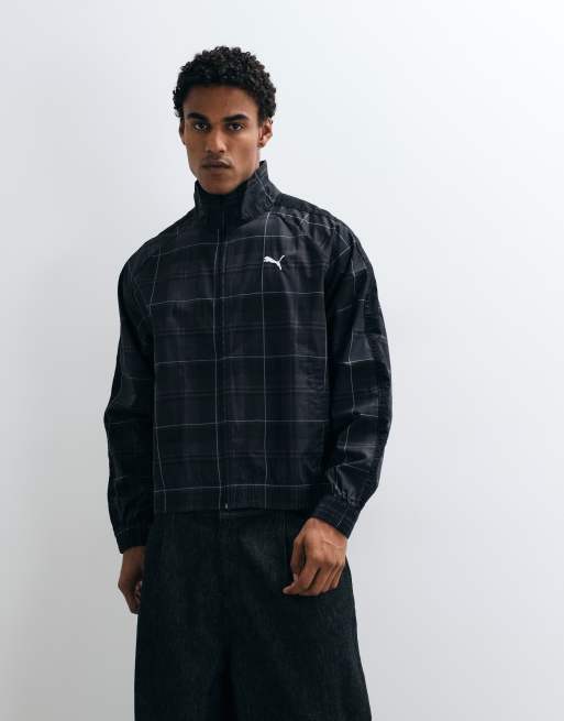 Puma T7 relaxed tartan track jacket in black, 2 of 5