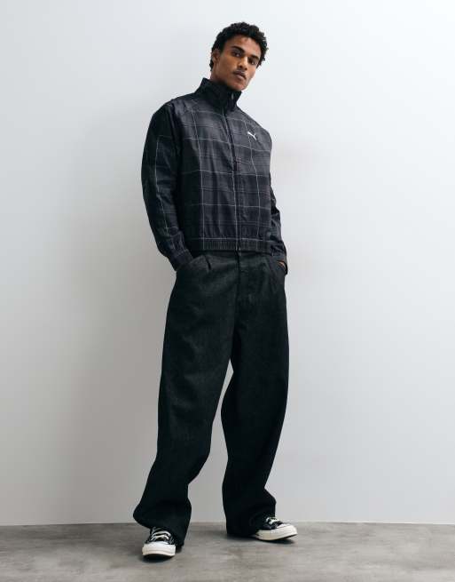 Puma T7 relaxed tartan track jacket in black, 3 of 5