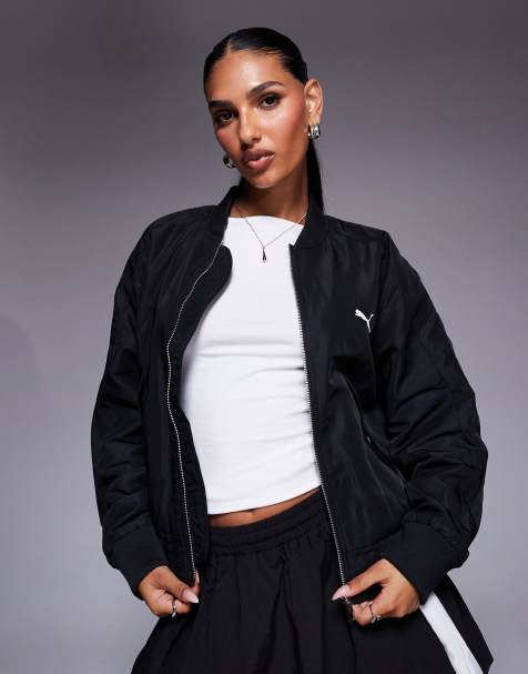 Puma T7 satin bomber jacket in black - view 1