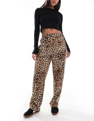 Puma Puma T7 straight leg trousers in leopard print-Brown