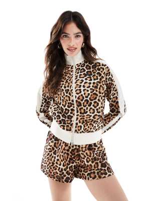 Puma Puma T7 track jacket in leopard print-Brown