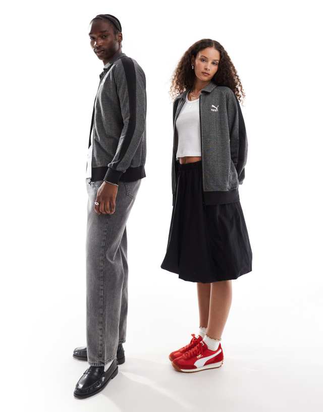 Puma - t7 track jacket & trousers co-ord in herringbone