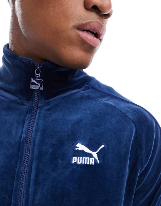 Puma T7 velour track jacket in persian blue