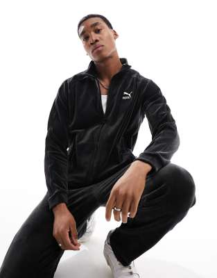 Puma T7 velour track jacket in puma black