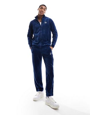 Puma T7 velour track pants in persian blue