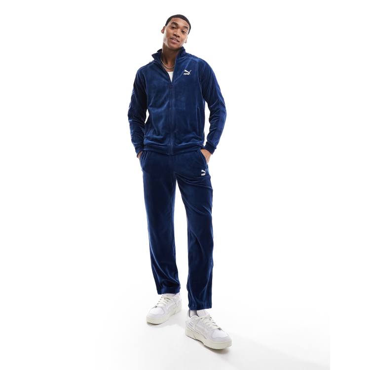 Puma T7 velour track pants in persian blue